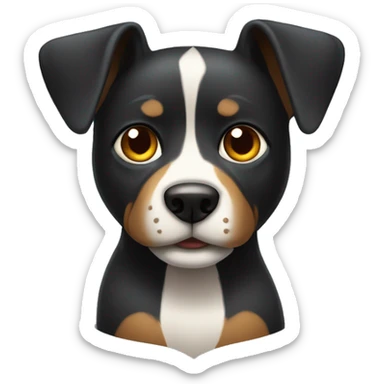 Perro negro con un corazón partido en el pecho sticker