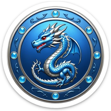 blue platinum coin with a dragon at the center  sticker