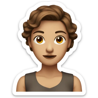 Woman Brown hair brown eyes fair skin with crossed arms slightly angry  sticker