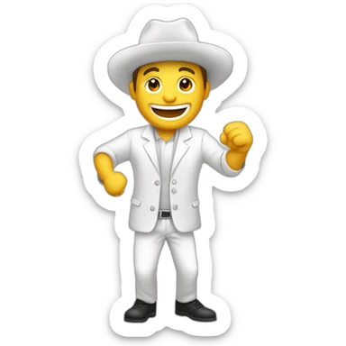 hombre blanco feliz saltando de la alegria, cuerpo entero sticker