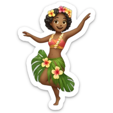 Girl dancing in Hawaiian costume sticker