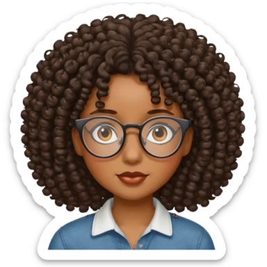 Black girl with curly hair and glasses sticker