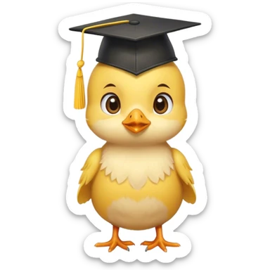 Little chick with graduation cap sticker