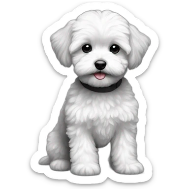 Maltipoo, black and white sticker