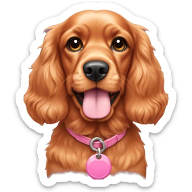 orange cocker spaniel with pink muzzle standing outside sticker