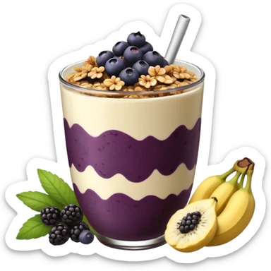 Vaso con açai, que lleve granola plátano arándanos y frutillas sticker