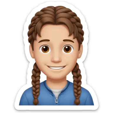 Boy with brown wavy hair in braids sticker