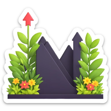 downward arrow surrounded by plants sticker