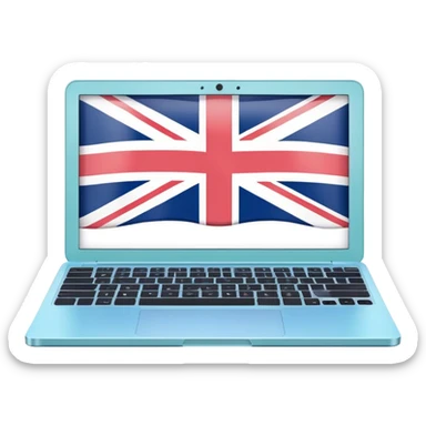 pastel laptop on the screen British flag sticker