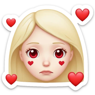 sad face with hearts sticker