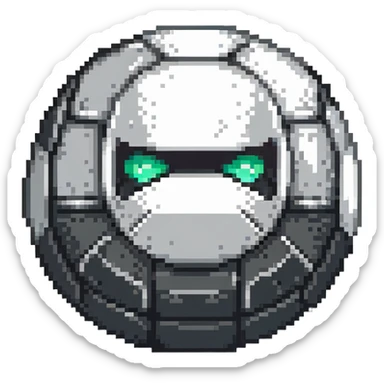 Black digital bomb, round bomb body with silver highlights and details, no timer, sleek ninja-inspired design, pixel art style sticker