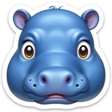 Blue Hippopotamus face sticker