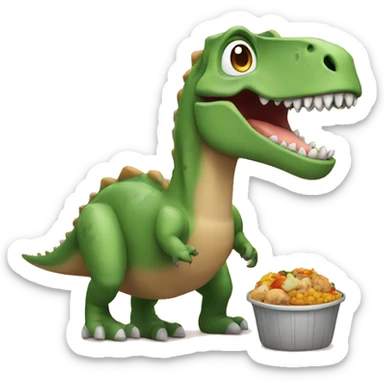 Dinosaur with food , smile  sticker