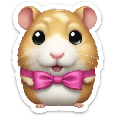 hamster with tears and a bow sticker