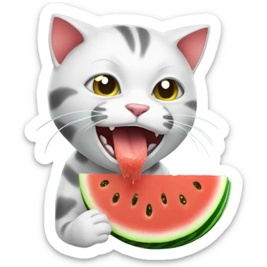 Cat eating water melon  sticker