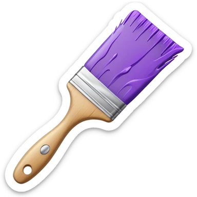 Paint brush with purple paint in the end of the brush  sticker
