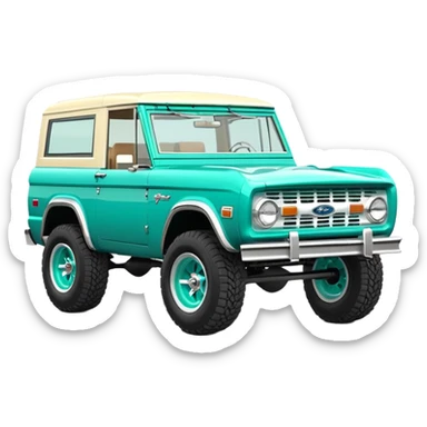 turquoise green classic ford bronco with slot alminum wheels sticker