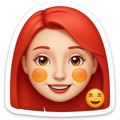 girl emoji with cheeks and nose noticeably red from sunburn, no text sticker