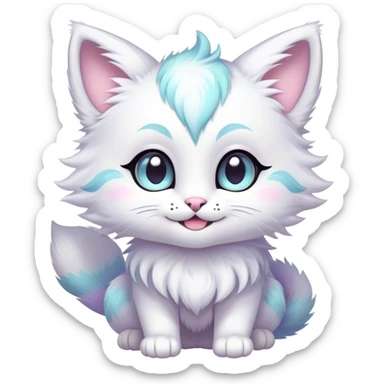 Kawaii bright fantasy pastel ethereal anthro feline fursona animal creature sticker