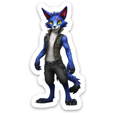 Anthro Epic Edgy Colorful Sergal-Serval-Vernid full body sticker
