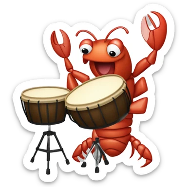 Create a lobster playing bongos  sticker