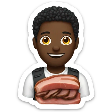Black man holding a brisket  sticker