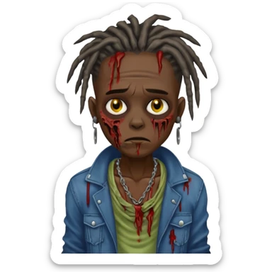 darkskin zombie boy with dreads sticker