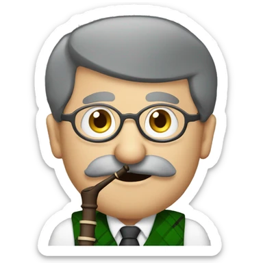 bagpipes moustache glasses short hair elderly male  sticker