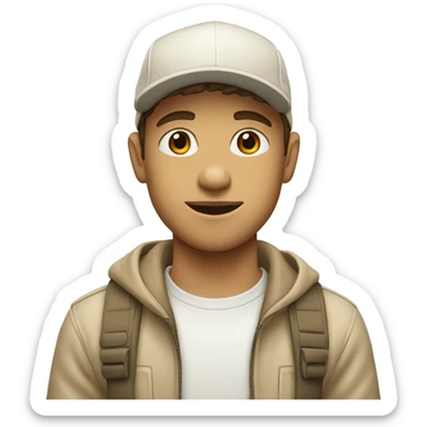 "Young man, white with  wearing a beige cap." sticker