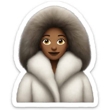 White brunette woman in giant fur coat sticker