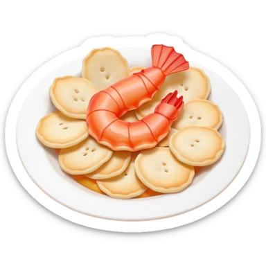 surreal prawn crackers emoji with dreamlike features such as melting shapes, floating crackers, and impossible colors sticker