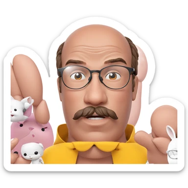 boy with rabbit and glasses sticker