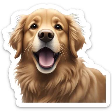 Dark brown golden retriever playing in the snow sticker