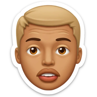 A man crushing his lips together sticker