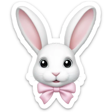 White bunny with light pink bows on each ear sticker