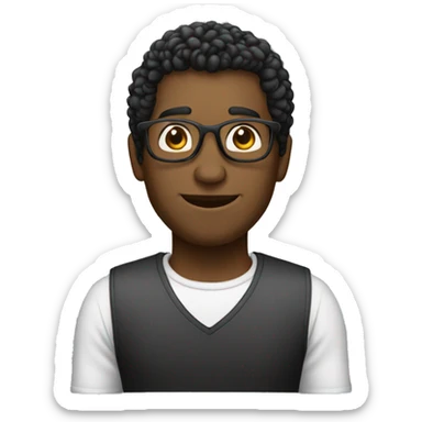 Homem branco, cabelos pretos, olhos pretos, usando óculos escuro sticker