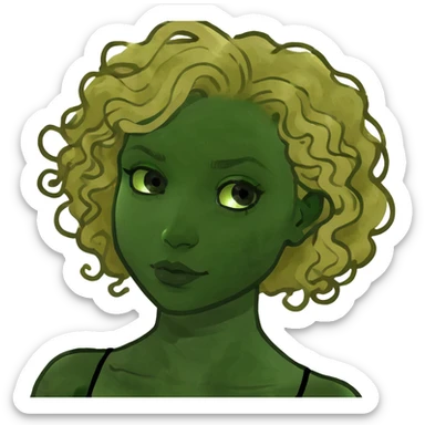 blond girl with curly hair sticker