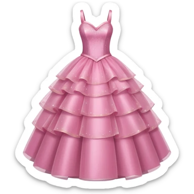 A pink glittering princess gown with layered tulle skirt.



























 sticker