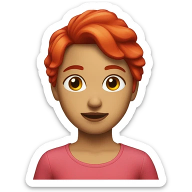 chica pelo rojo hasta los hombros sticker