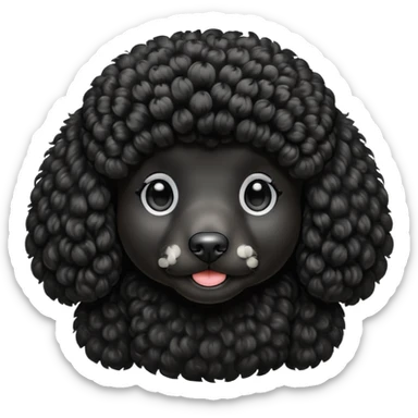 black poodle, round face sticker