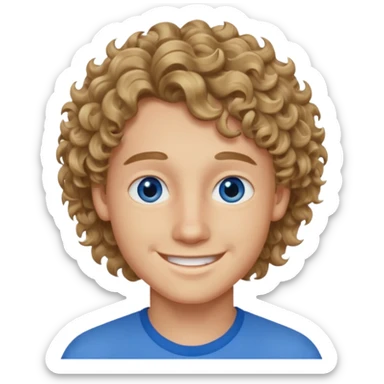 20 year old boy with wavy-curly dark blonde hair and blue eyes  sticker