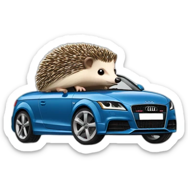 Hedgehog driving a audi TT car sticker