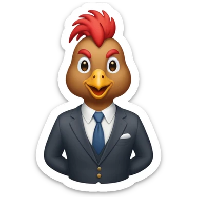 Rooster in office suit sticker