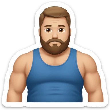 Long hair fat muscle men with beard in tank top sticker
