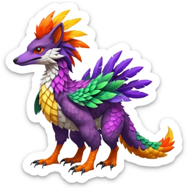 Colorful Fruity Warm-colored Tropical Exotic Vernid-Sergal-Trico-Silvally-Nargacuga-fusion-hybrid-animal-creature, full body sticker