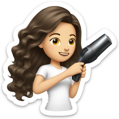 Brunette girl blow drying hair sticker