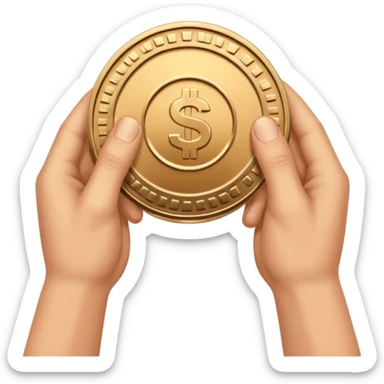 two hands passing a coin, no text sticker