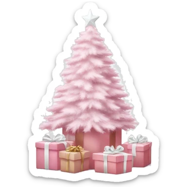 Light pink Christmas gifts under a white Christmas tree  sticker