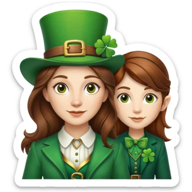 👩 Caucasian with brown hair and leprechaun sticker