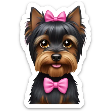 black yorkshire terrier with an pink bow sticker